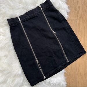 Agolde Zipper Black Denim High Waisted Mini Skirt